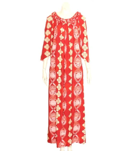 WOMENS RAYON MUU MUU RUFFLE LEI 3/4 SLEEVE
