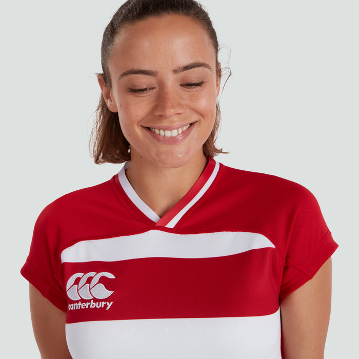 Womens Vapodri Evader Hooped Jersey Red